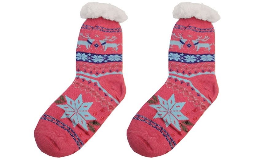 Image 17: Festive Warm Sherpa Fur Slipper Socks