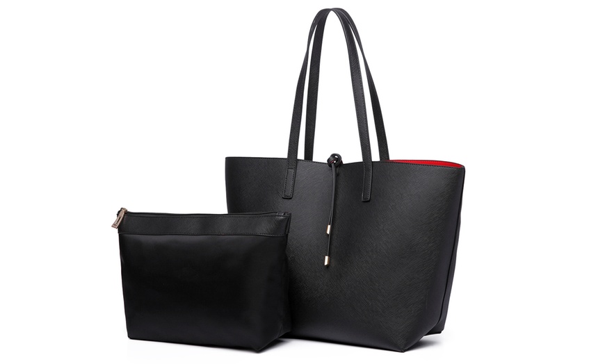 Image 2: Miss Lulu Reversible 2-In-1 Tote Bag