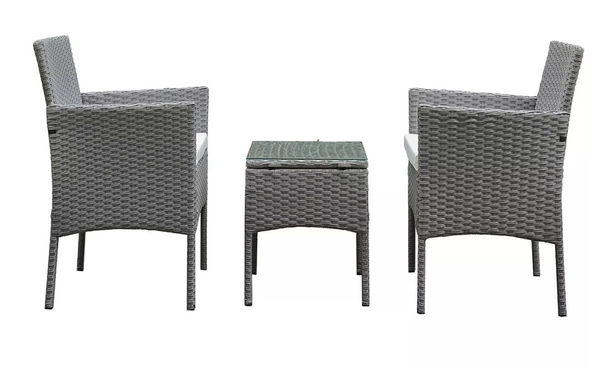 Image 2: Rattan Effect Two-Seater Bistro Set