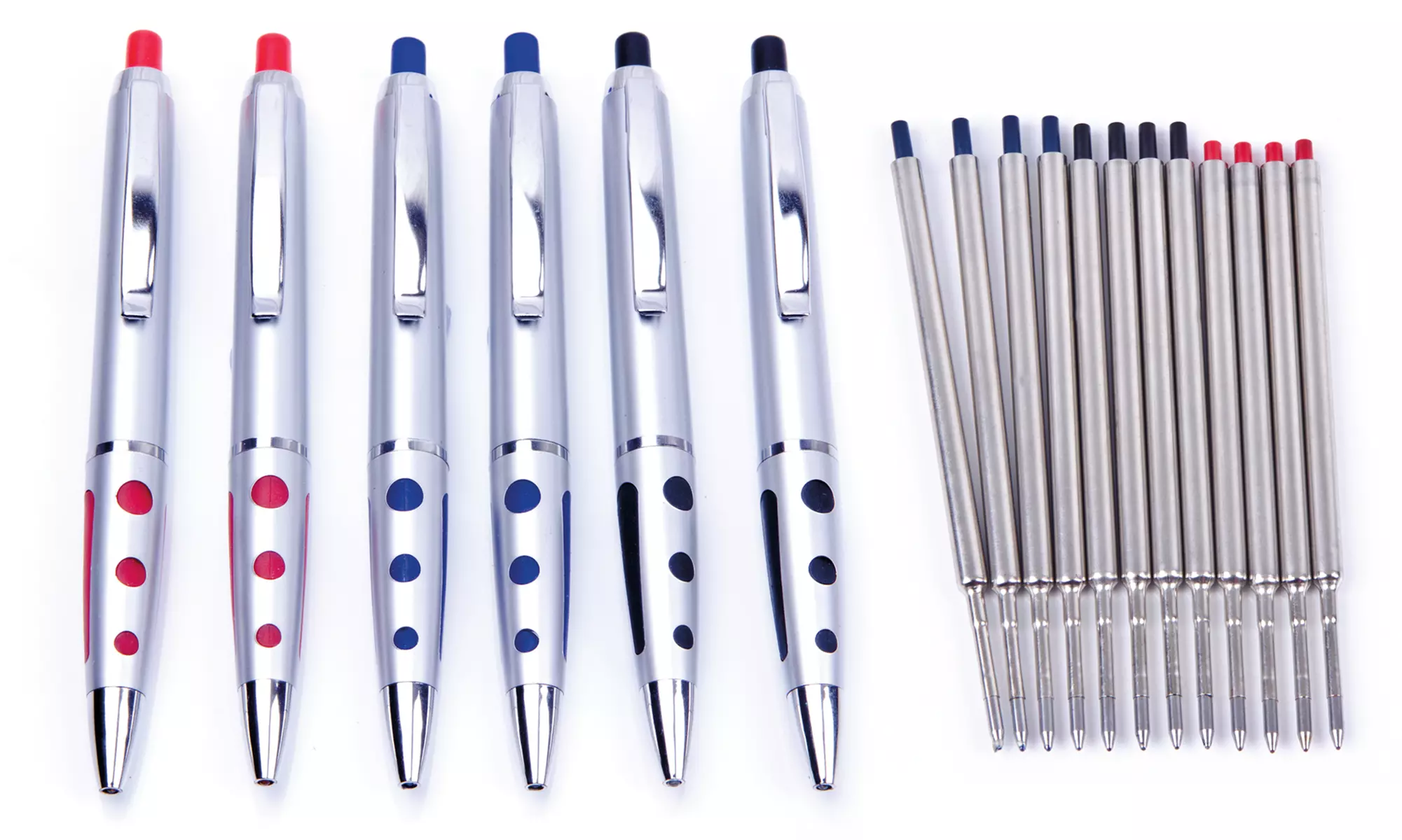 Lot de six stylos effaçables avec 12 recharges en option - Second Medium