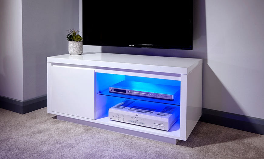 Image 11: High-Gloss Living Room Furniture with LED Lighting