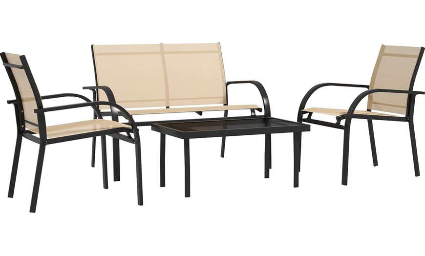 Image 2: Outsunny Four-Piece Garden Dining Set