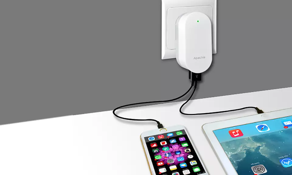 Apachie Two- or Four-USB Wall Charger with Optional USB Cable - Primary Image