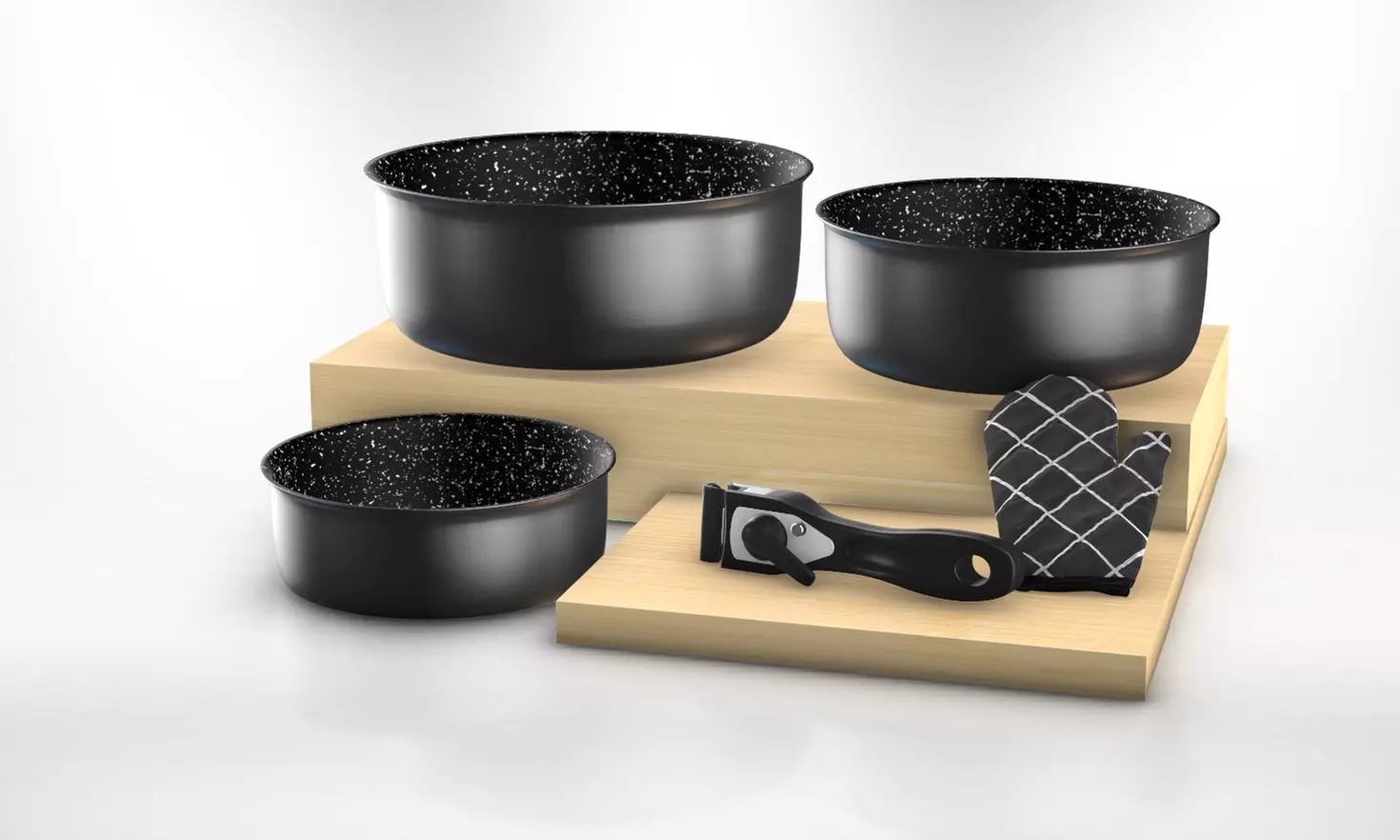 Batería de cocina con mango desmontable, de Herzberg