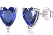 Solid Sterling Silver Created Gemstone Heart Stud Earrings - Emerald, Ruby, Black Topaz & More - Second Medium