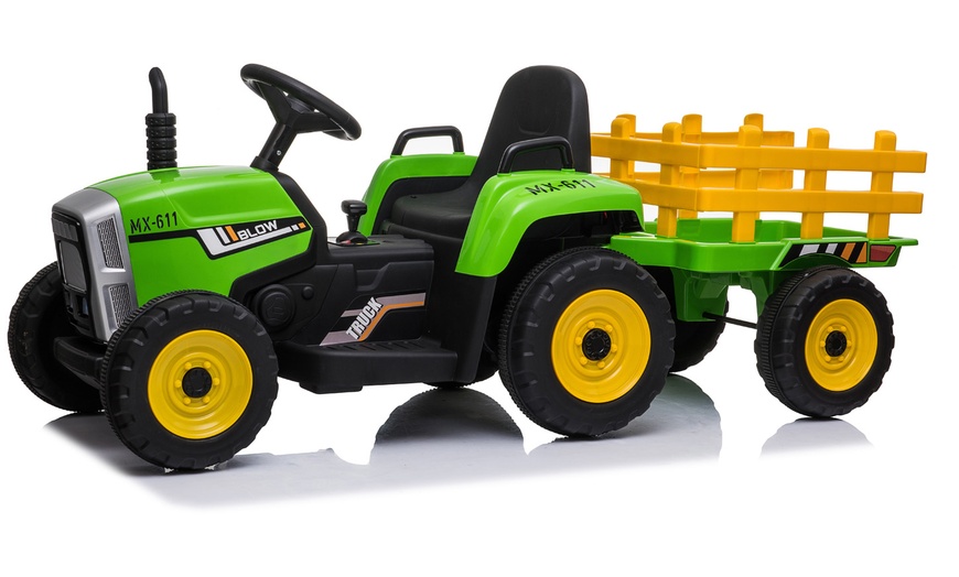 Image 3: Kids' Green Electric Ride-On Tractor