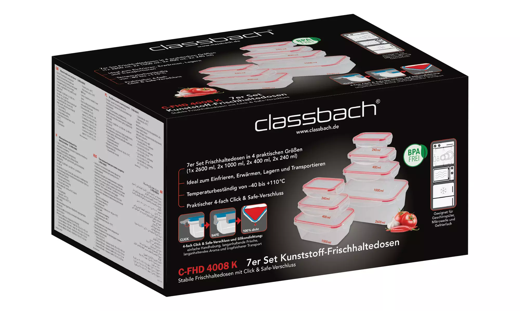 Bis zu 14-teiliges Set Classbach Aufbewahrungsboxen