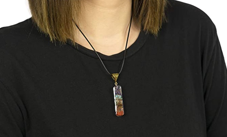 Image 4: Energy Generator Necklace with Seven Chakra Crystal Pendant