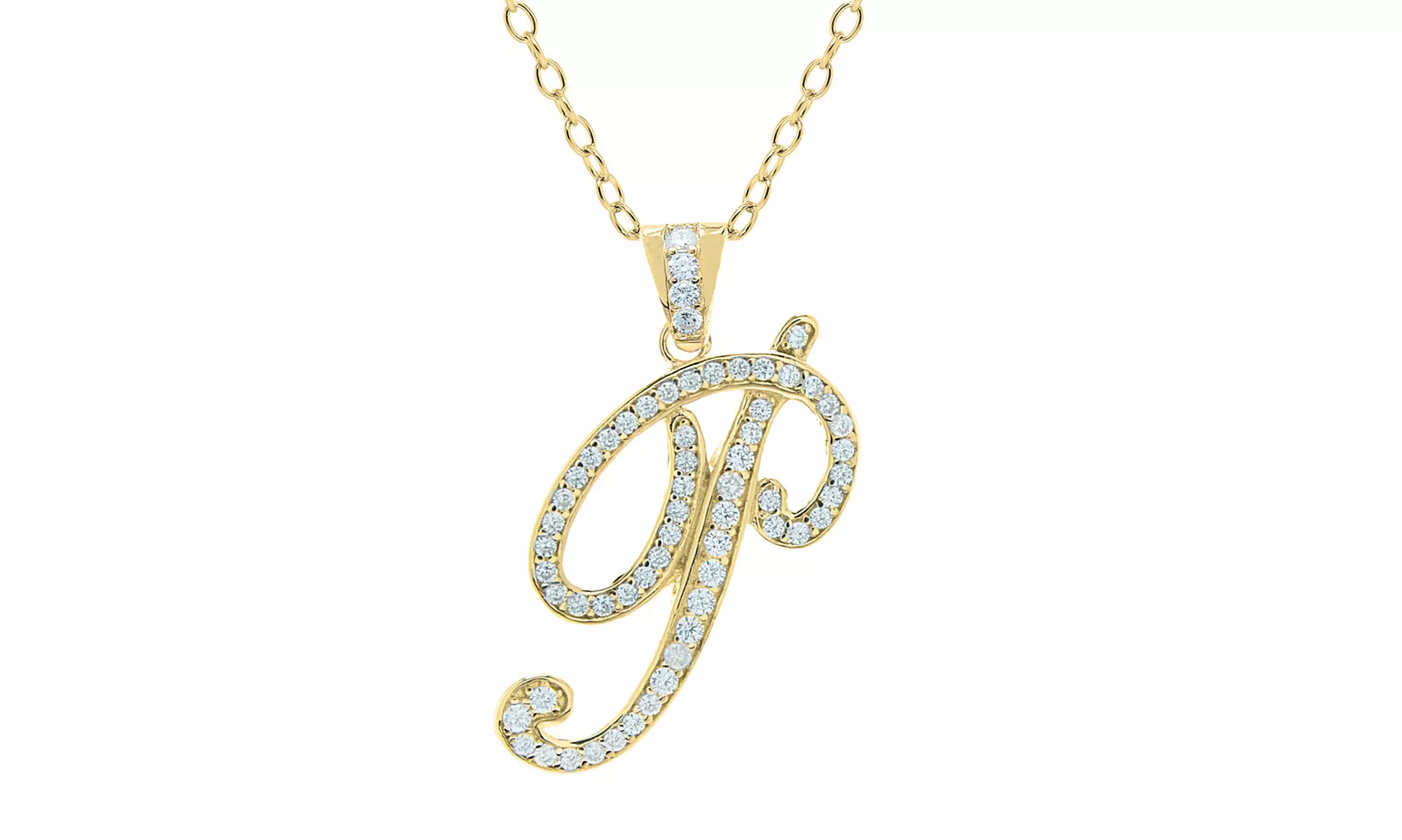 Script Initial Pendant Necklaces in Sterling Silver