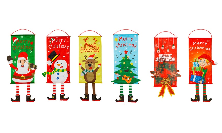 Image 1: One or Two Christmas Hanging Flags