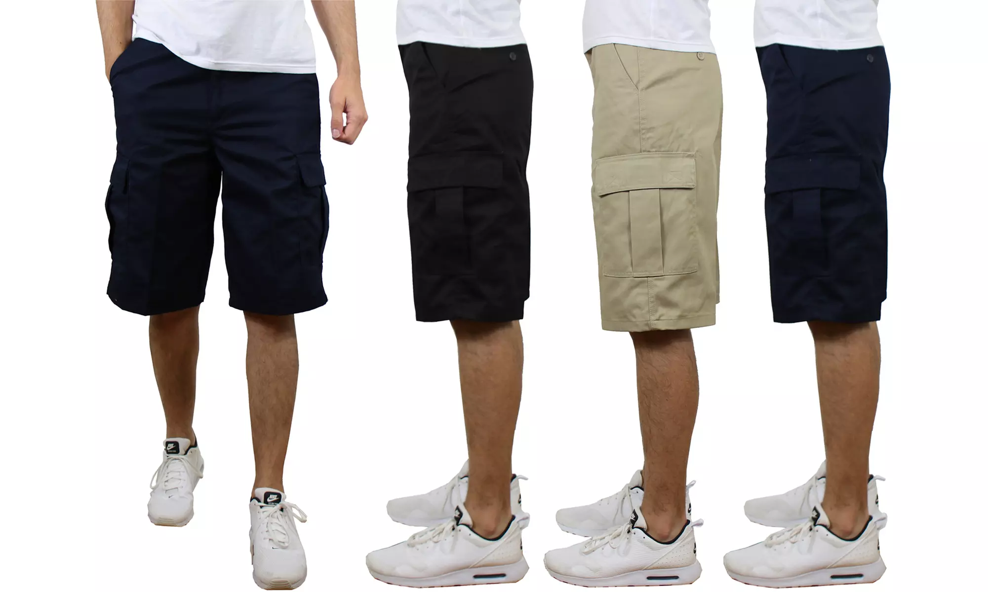 2-Pack Men's Non-Belted Premium Cotton Blend Cargo Shorts (Sizes 30–42) - Primary Image