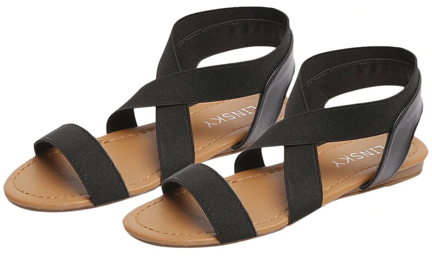 Image 6: Elastic Flat Strap Sandals