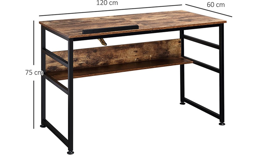 Image 10: HomCom Rustic Brown Desk