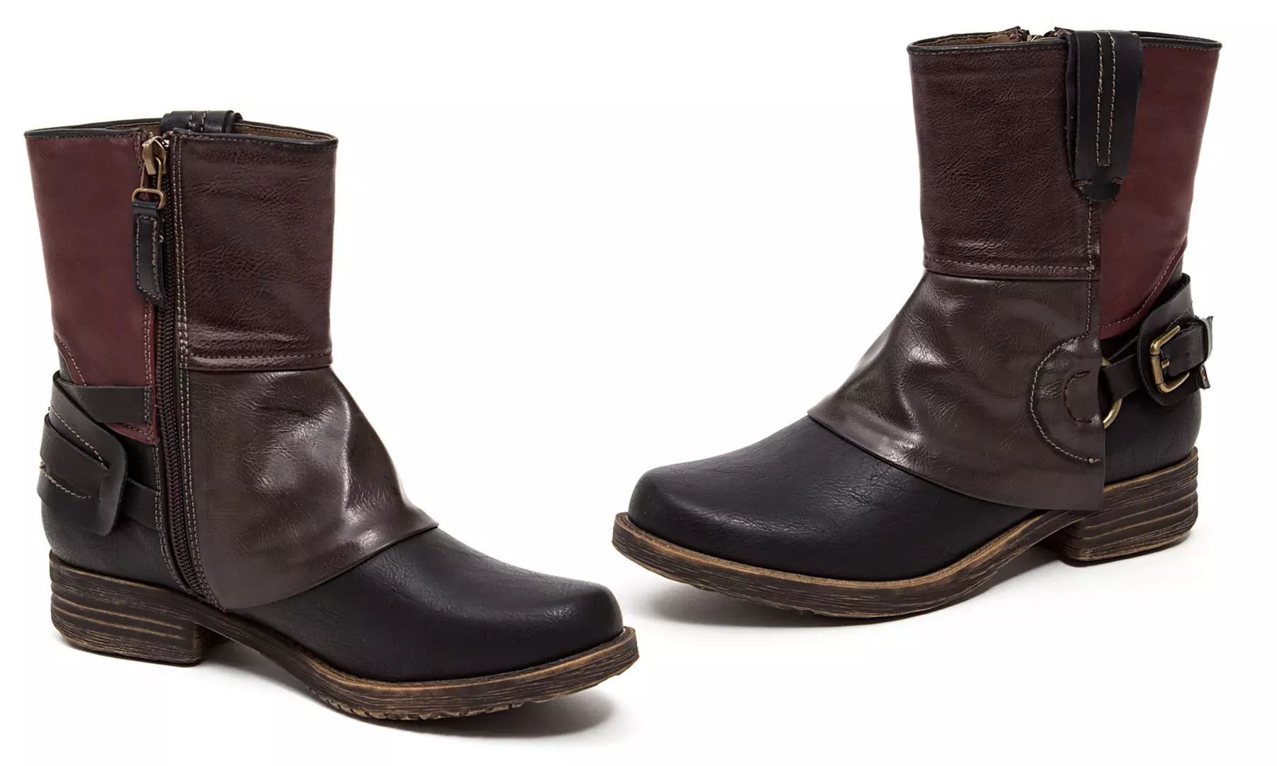 French Blu Amanda Women's Color-Block Rocker Boots - Second Medium