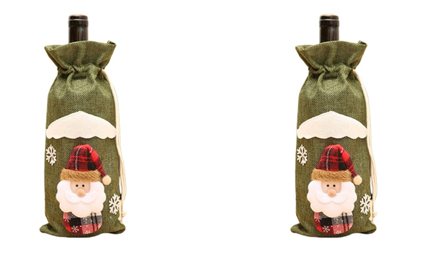 Image 8: One, Two or Four Christmas Wine Bottle Cover Bags