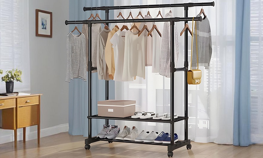 Image 3: Portant multifonctionnel en métal avec étagères