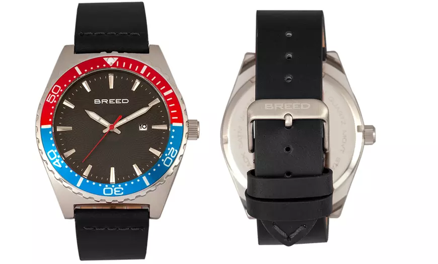 Image 18: Horloges met datum en leren band