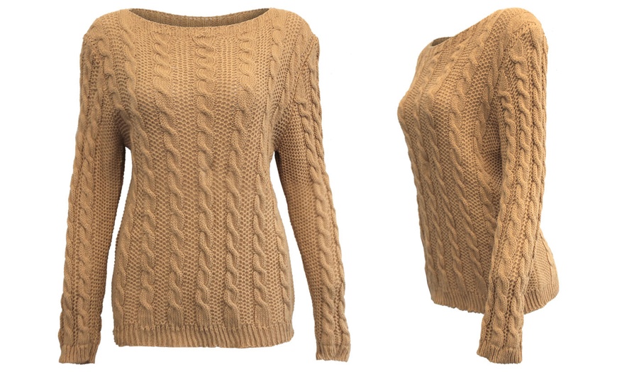 Image 4: Women's Long-Sleeved Cable Knit Jumper