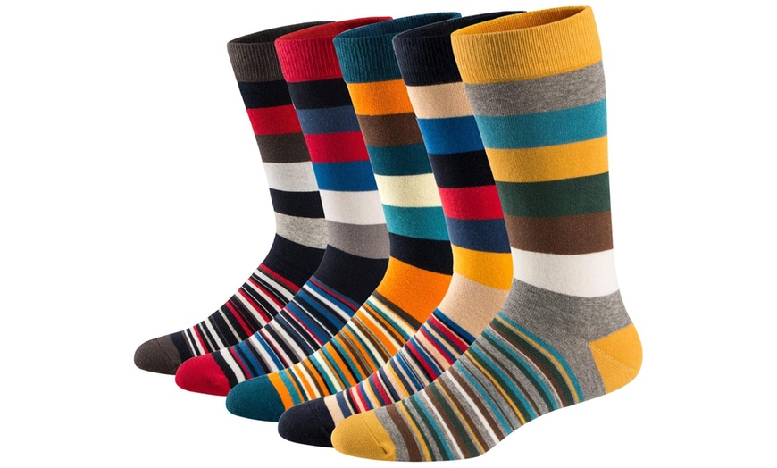 Image 1: Up to 10-Pack of Men's Colourful Stripy Socks