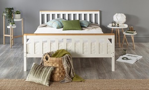 Solid Wood Shaker Bed Frame with Optional Mattress