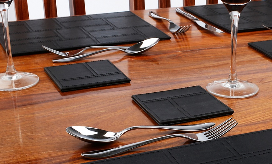 Image 10: Faux Leather Placemats or Coasters