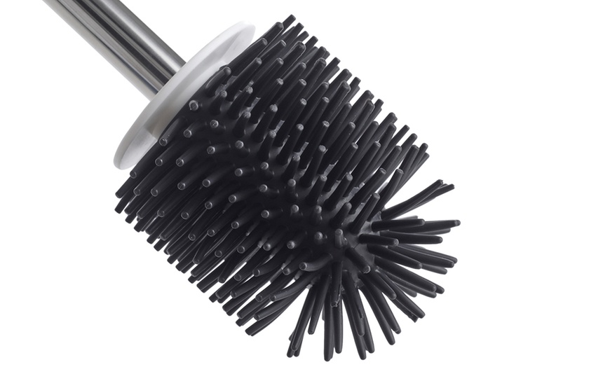 Image 7: Toilet Brush Set Silicone and Nylon Effective Cleaning