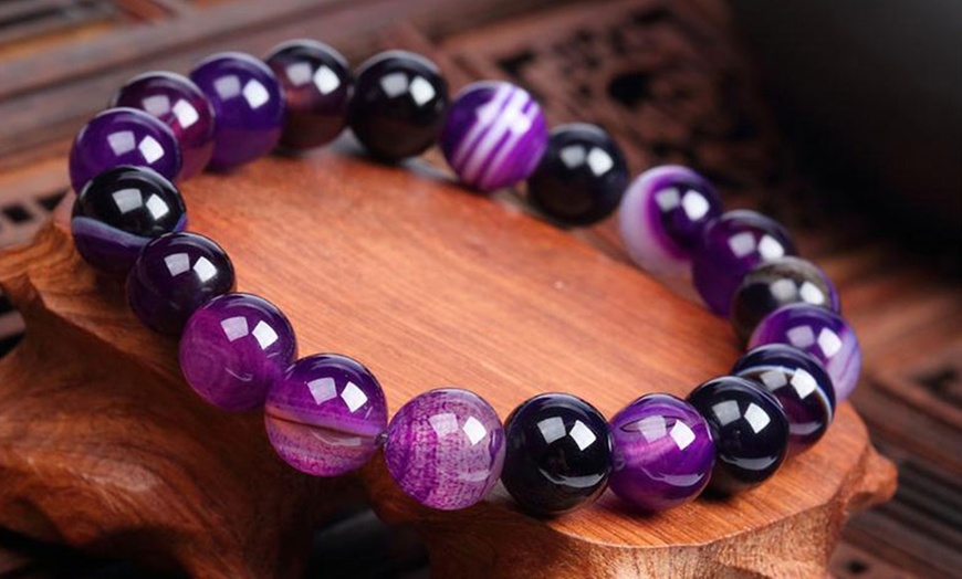 Image 2: One or Two Purple Agate Bracelets