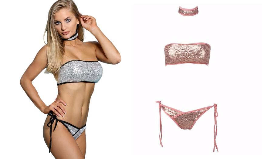 Image 1: Set bikini da donna con paillettes