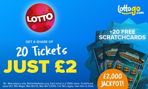 Get a share of 20 Lotto Tickets for £2 + 20 Free Scratchcards