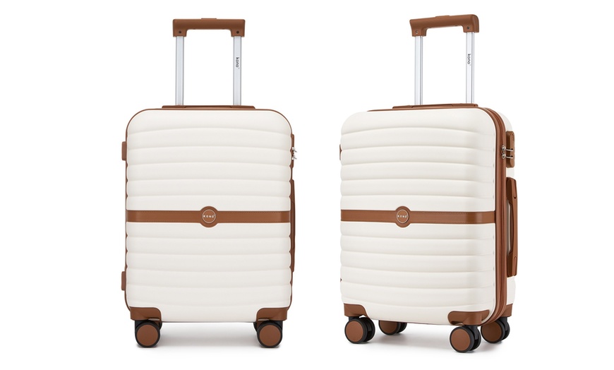 Image 10: KONO Stylish Stripe Design Suitcase with Spinner Wheels