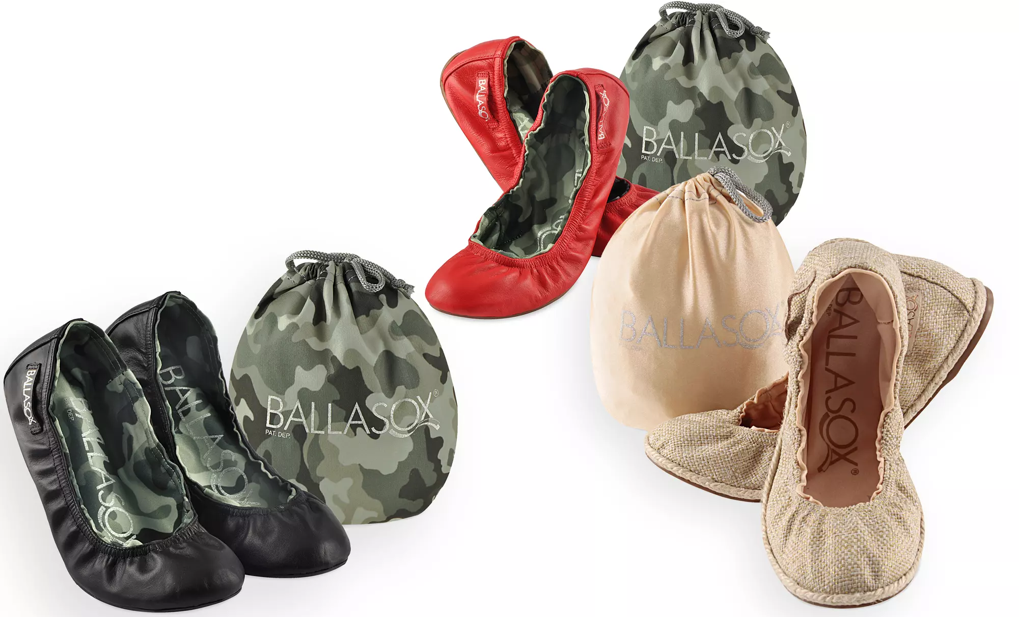 Ballasox by Corso Como Foldable Ballet Flats with Leather or Woven Cotton Uppers  - Primary Image