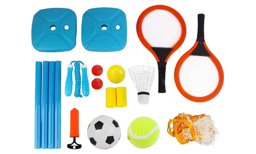 Image 2: Four-in-One Outdoor Games Set