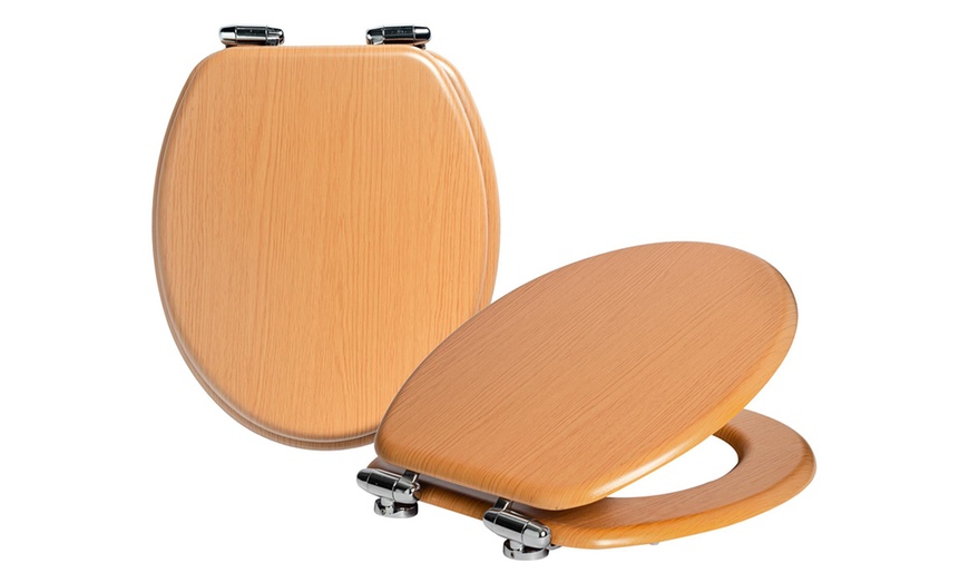 Image 13: Soft-Close Wooden Toilet Seat