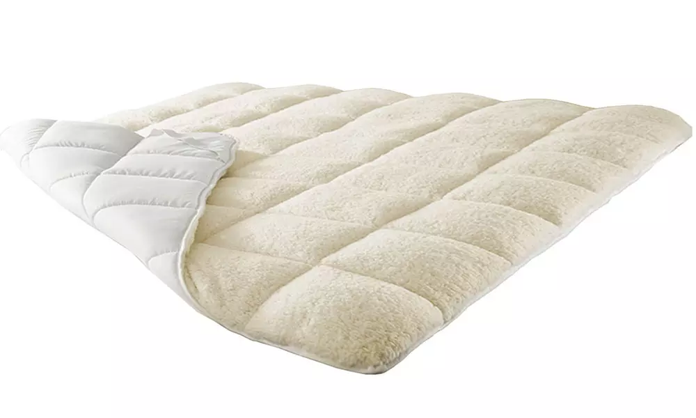 Surmatelas Sherpa réversible en microfibre, effet laine, adaptant le confort du sommeil à la saison, Sampur - Second Medium
