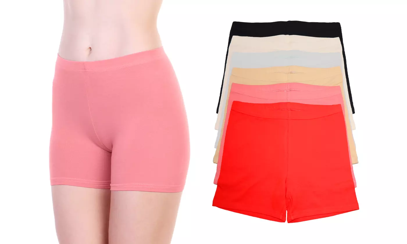 6-Pack Angelina Cotton Biker Short Anti-Chafing Shorts