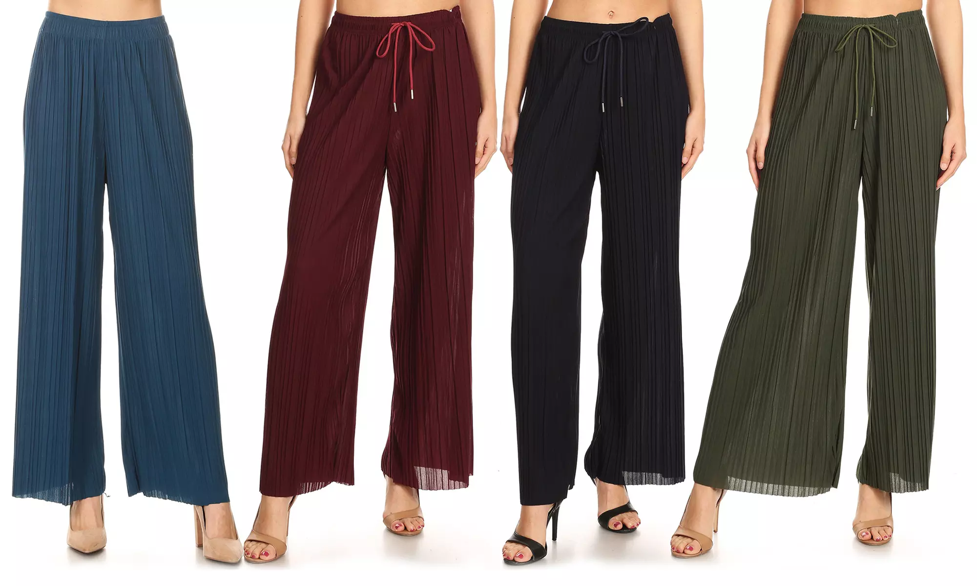 JVINI Chic Pleated Wide-Leg Pants - Primary Image