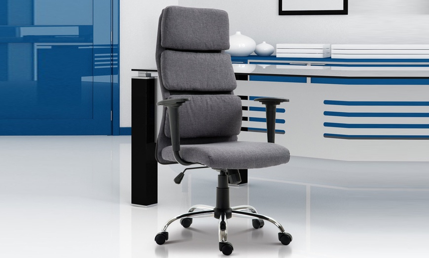 Image 2: HOMCOM Linen Office Chair