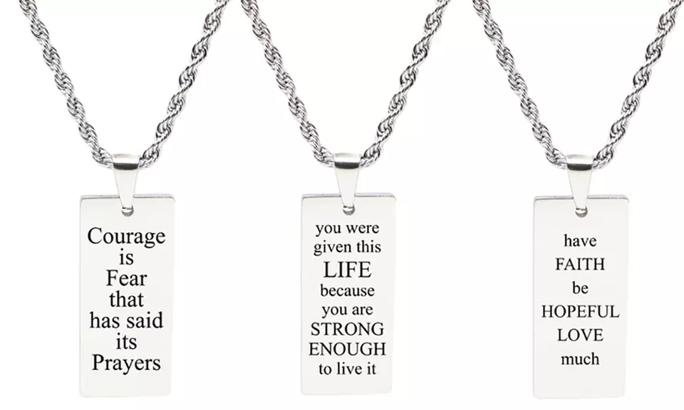 Pink Box Rectangular Inspirational Tag Necklace - Primary Image