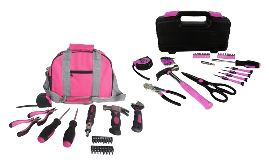 Image 1: 25-, 38-Piece Pink Toolkit or 25-Piece and 38-Piece Bundle