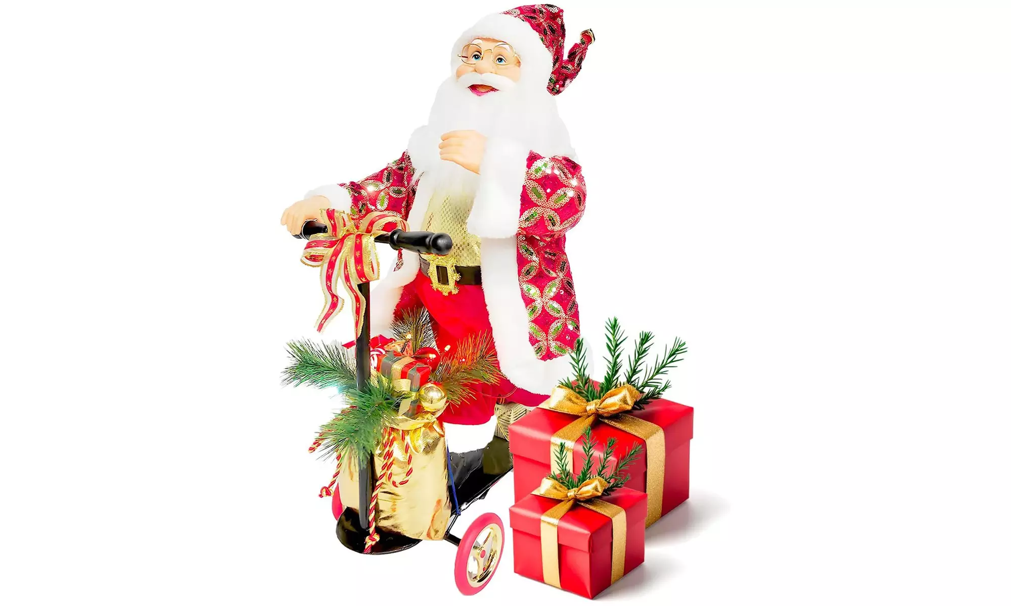 Weihnachtliche Szene mit Musik und Beleuchtung