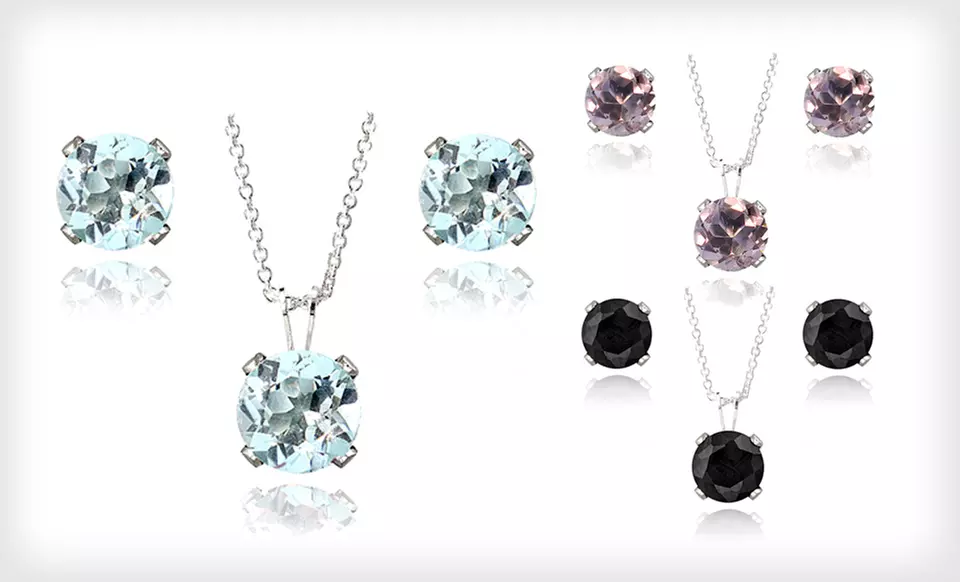 $19 for a Gemstone Earring and Pendant Set ($75 List Price). Six Styles Available. Free Shipping and Free Returns. - Second Medium