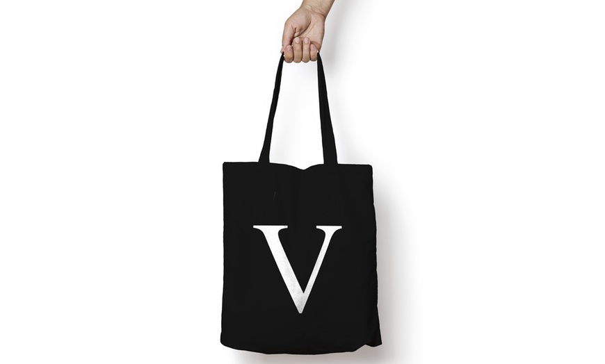 Image 23: Alphabet Letter Cotton Tote Bag