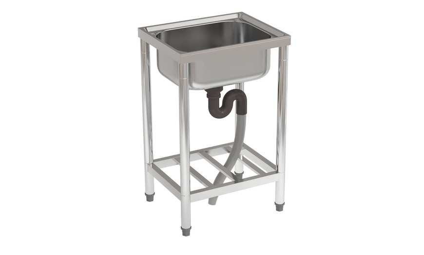 Image 3: Commercial Grade Stainless Steel Sink with Shelf Storage