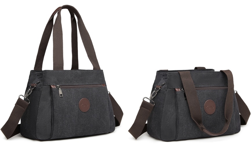 Image 3: Kono Canvas Multi-Function Cross Body Bag