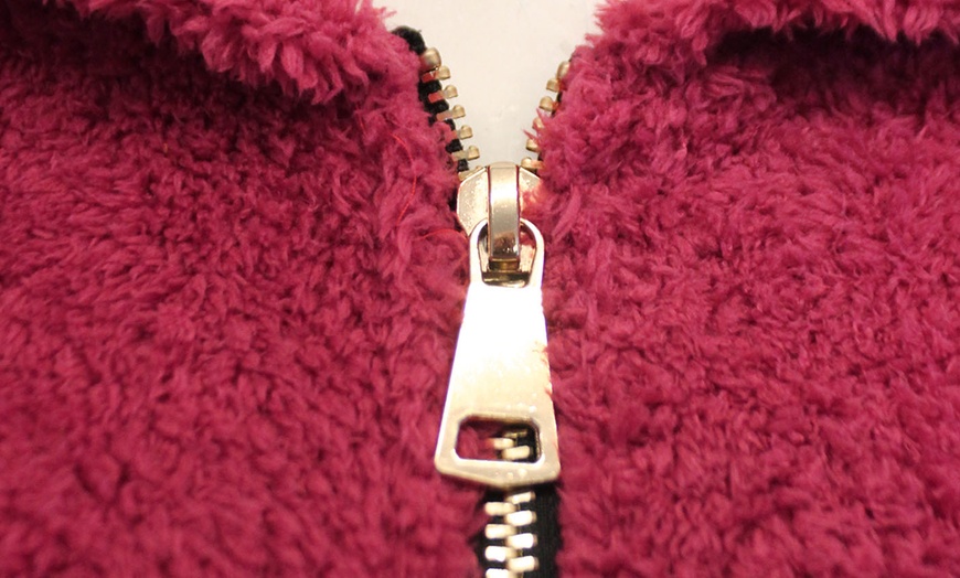 Image 3: Teddy Fur Zip Hooded Jacket