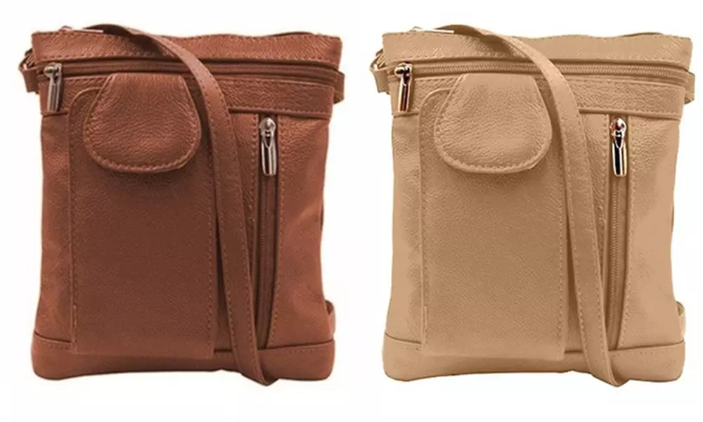 1 ou 2 sacs à bandoulière en cuir multi compartiments avec la fonction RFID pour femme - Second Medium