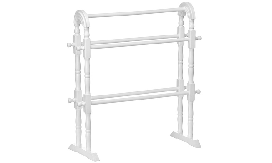 Image 1: White Wooden Towel Rail 