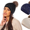 Image 1: 1 o 2 gorros con piedras de cristal para invierno
