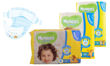 Fino a 16 confezioni di pannolini Huggies Unistar disponibili in 4 modelli