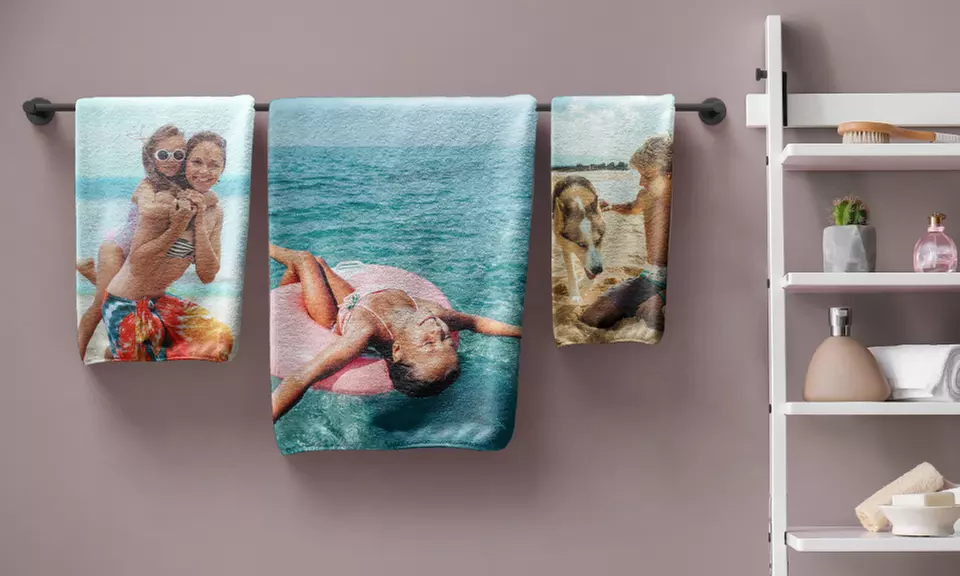 1x oder 2x Strand-/Badetuch oder Stofftaschemit eigenem Foto